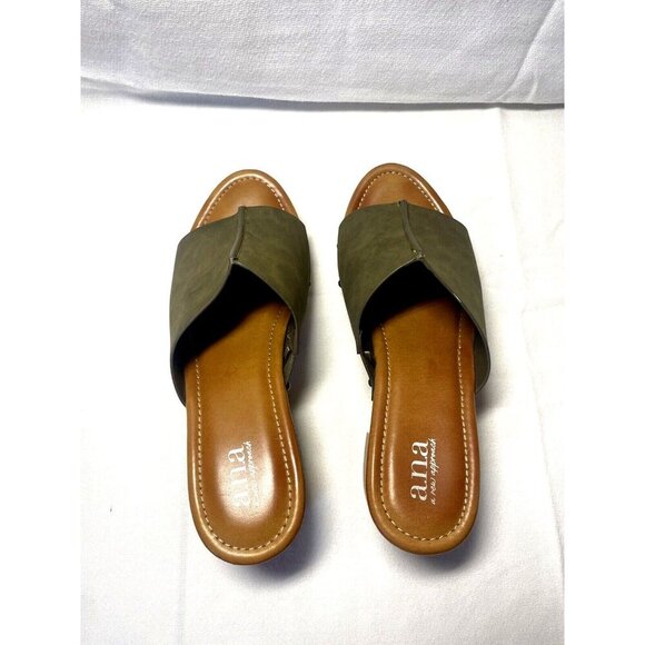 Ana Elissa Olive Green Platform Slip On Clog Sandal Studded Size 9.5M - Picture 4 of 6